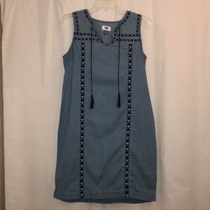 Old Navy - Chambray Embroidered Tassel Dress